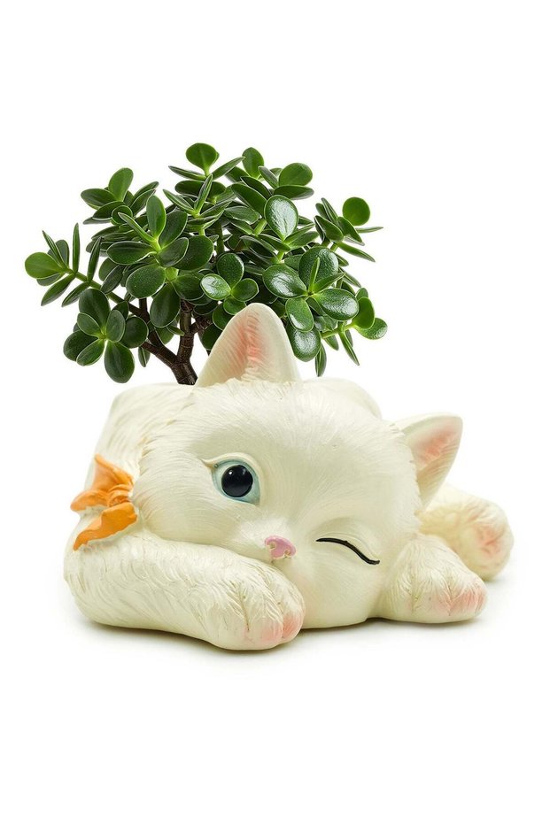 Peek A Boo Cat Cartoon Flower Pot Polyresin Cute Cat Succulent Planter Adorable Animal Vase Decorat
