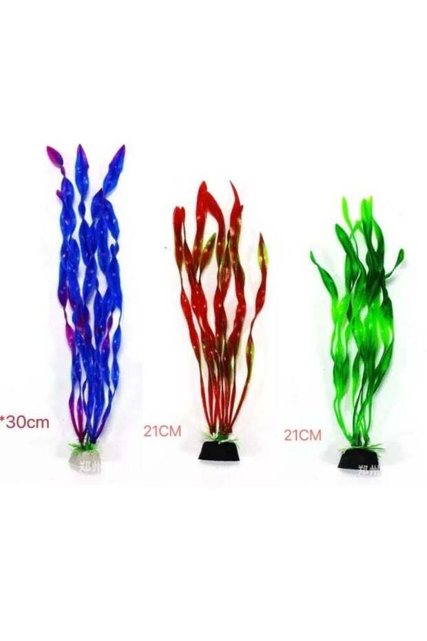 YF Artificial Aquarium Plant Decoration, 3 PCS, Green and Purple And Wine Red Artificial Seaweed Fi