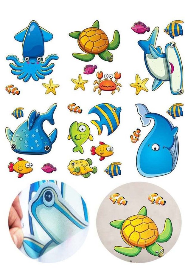 24PCS Non Slip Bathtub Stickers, Adhesive Sea Creature Decorations Stickers AdhesiveWall Decals for
