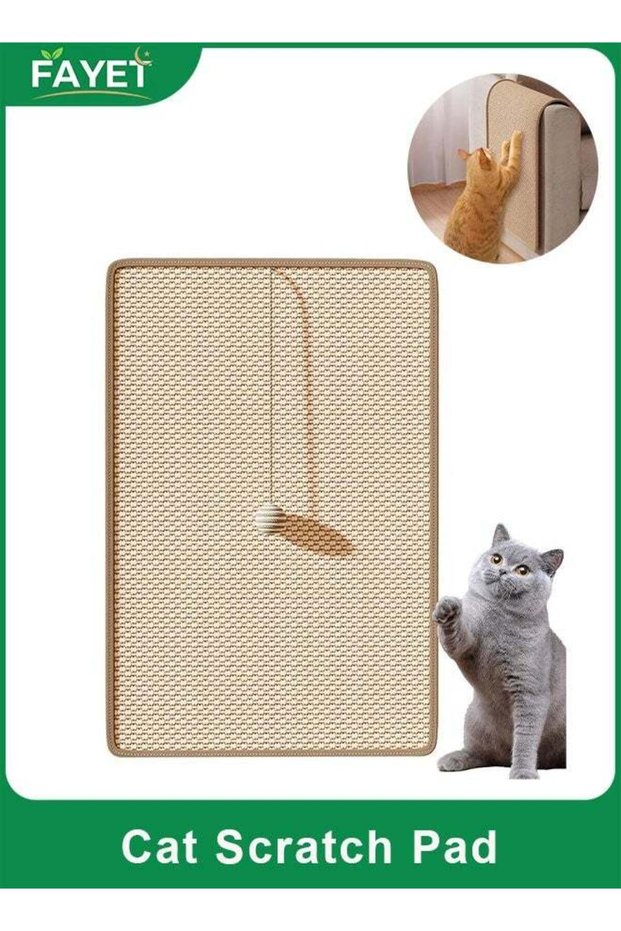 Cat Scratch Pad with Sisal Mat & Hanging Ball Toy, Wall-Mounted or Floor Scratching Board for Indoo