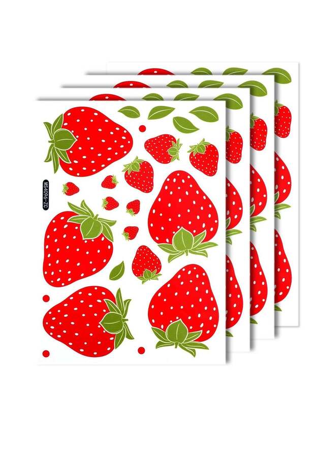 Colorful Strawberry Wall Decals - Peel and Stick PVC Fruit Stickers for Room Decor, Perfect for Liv