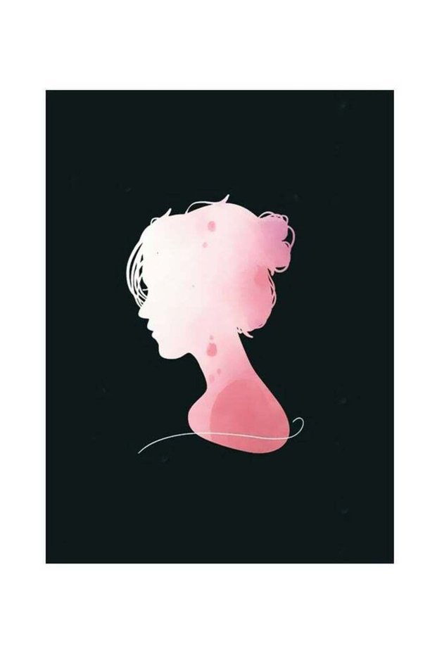 Lady Themed Metallic Plate Black/Pink 20x15cm