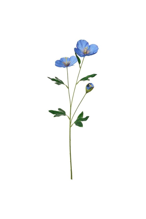 Artificial Poppy Stem with Bendable Wire, In/Outdoor, Blue, 57 cm