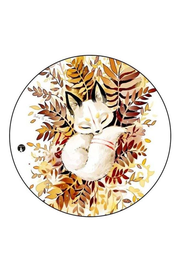 Squirrel Printed Fridge Magnet White/Brown/Beige 5.5cm