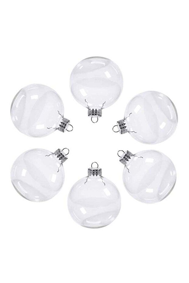 Hanging Clear Glass Ball Ornaments Christmas Tree Baubles 80mm (6 Pieces)