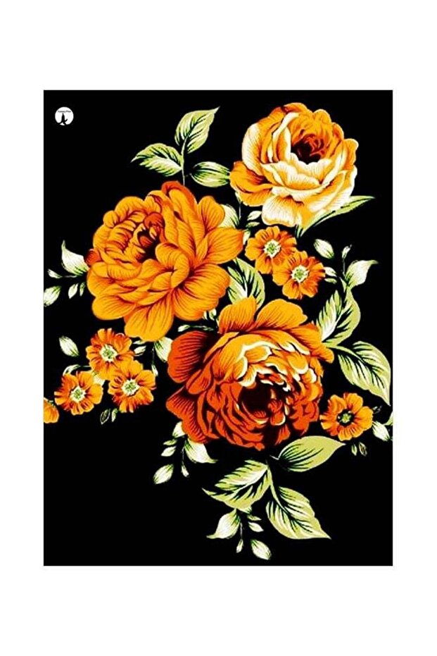 Floral Themed Decorative Metallic Plate Black/Yellow/Green