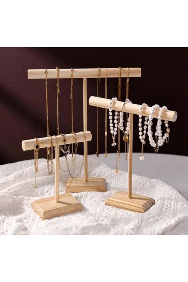 3 Sizes Wooden Bracelet Display Stands T-bar Jewelry Holder Necklace Holder Stand Bangle Storage Ra