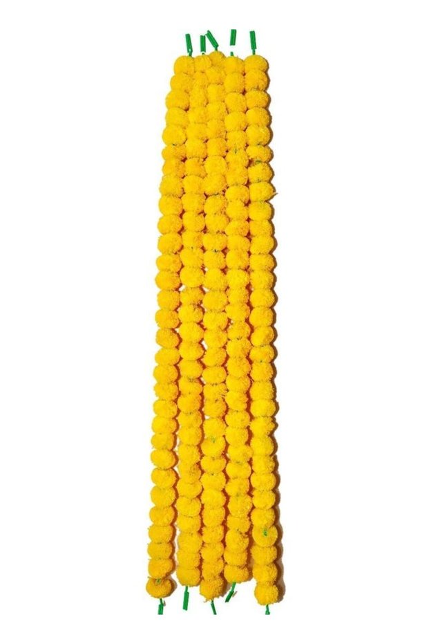 5-Piece Artificial Marigold Flower String Yellow 56inch