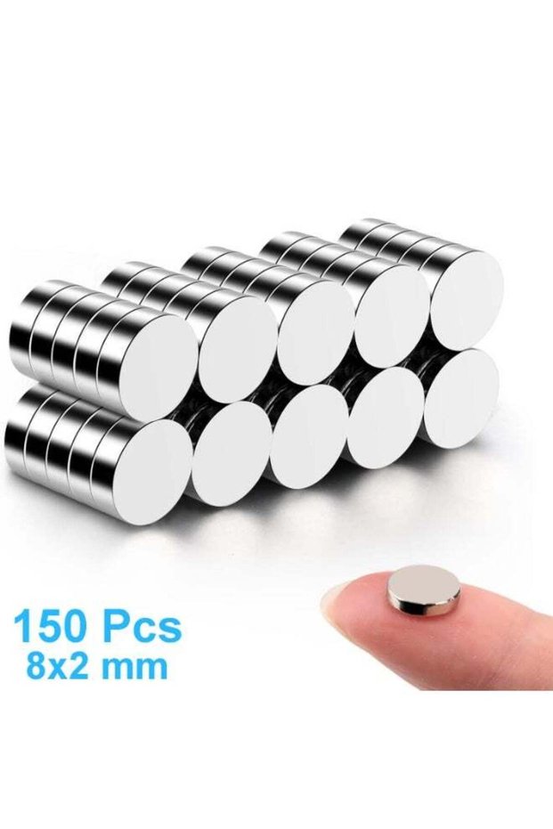 Tiny Magnets 8x2mm (150 Pcs) - Multi-Use Small Mini Round Magnets for Kitchen & Refrigerator, Locke