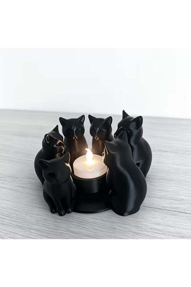 3D-Printed Ring-Shaped Cat Candle Holder Stand, Desktop Decorative Candlestick, Craft Accessory, fo