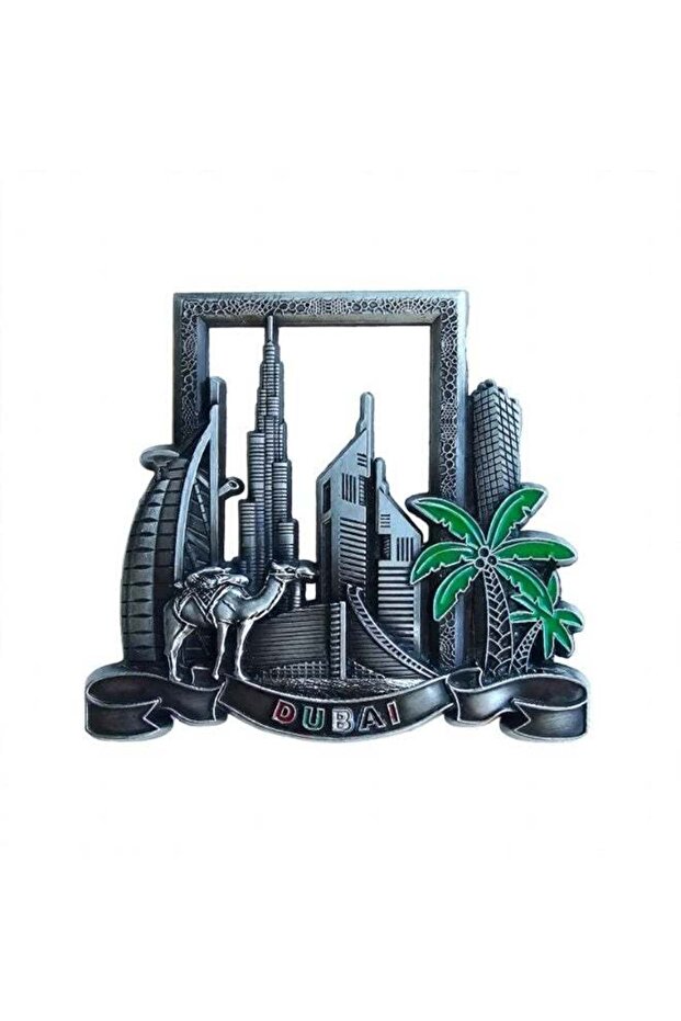 Premium Metal Fridge Magnet Antique polish | Dubai Iconic Landmarks featuring landmarks such as