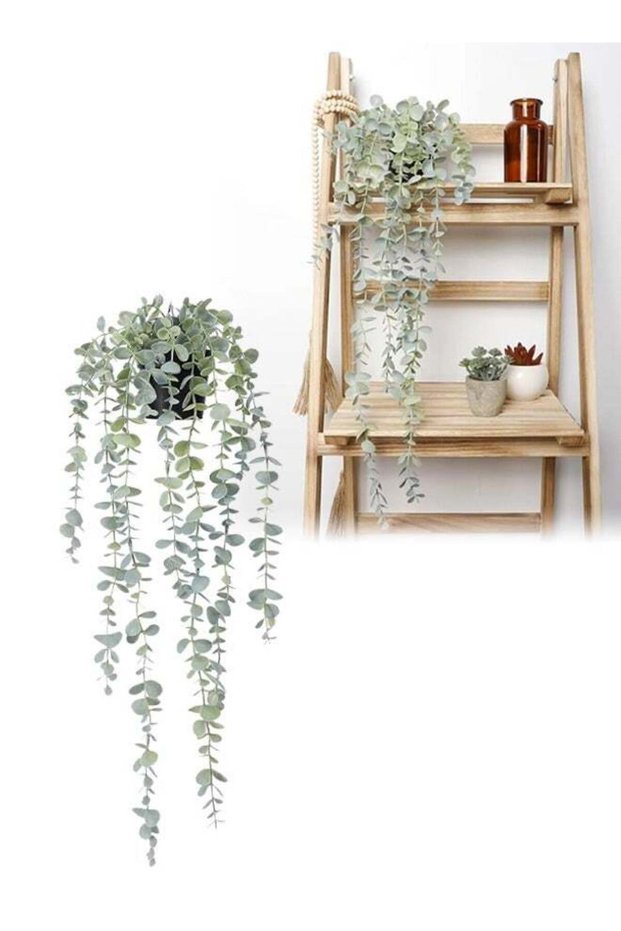 Artificial Hanging Plants, Realistic Faux Leaves Eco-Friendly Fake Hanging Plant with Pot Decor, Fa