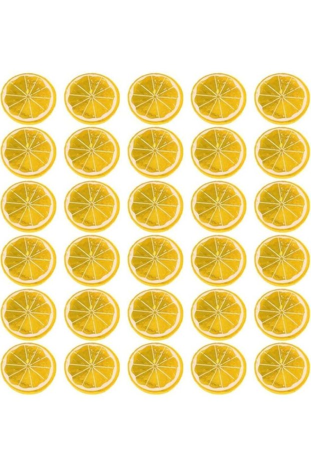 30 Pcs Fake Lemon Slices, Limes Artificial Simulation Lemon Block, Decorative Fake Fruit Model Set,