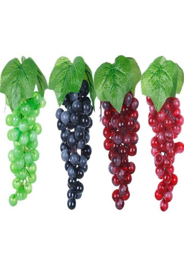 4 Bunches Artificial Grapes, Simulation Decorative Lifelike Rubber Fake Plastic Frosted Grapes Clus