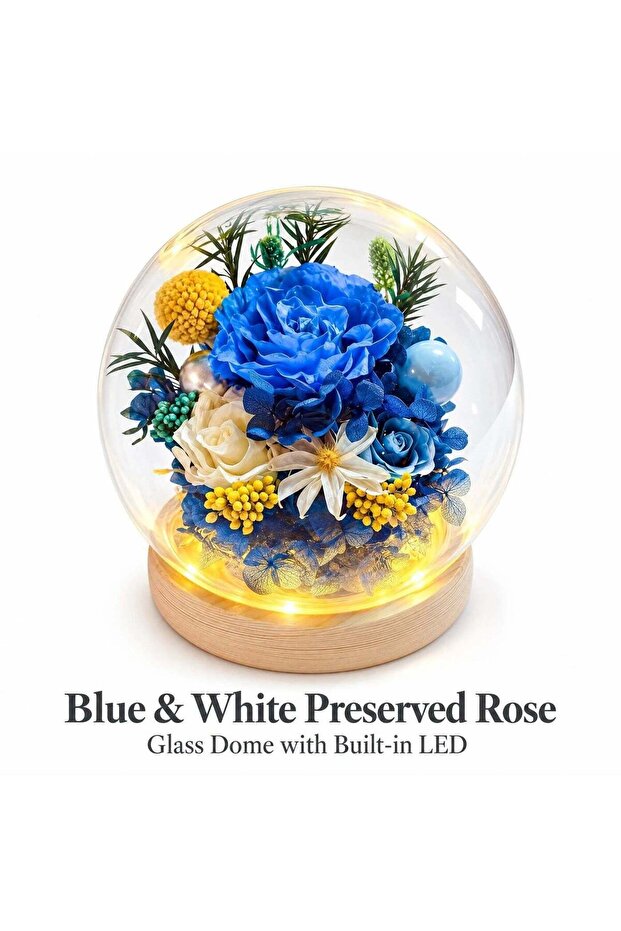 Preserved Flowers in Glass Dome | 15cm | 3-5 Year Freshness | Ideal Gift for Valentine’s Day, Birt