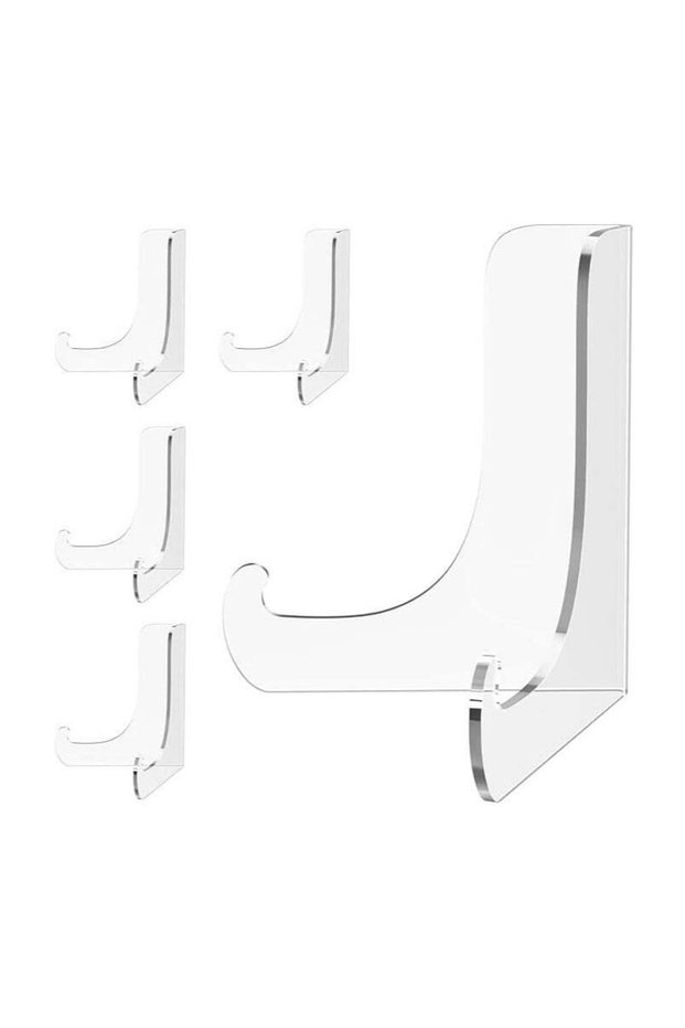 5 Pack Acrylic Display Stand, Plate and Easel Stand, Clear Holder for Card, Frame, Picture, Magazin