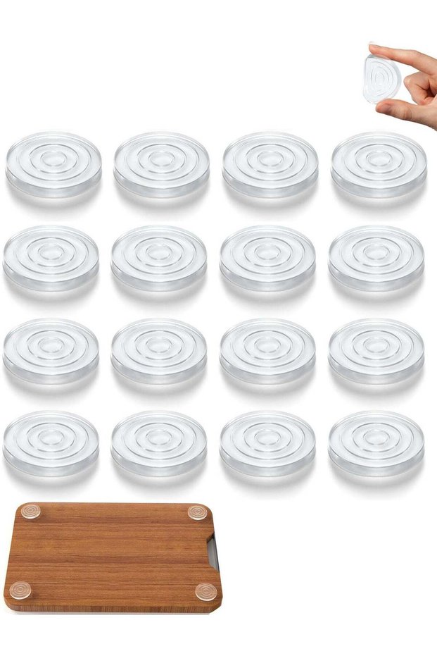 Non-Slip Silicone Gripper Pads, Self-Adhesive, Clear, 2.44 cm, Washable and Reusable, for Cutting B