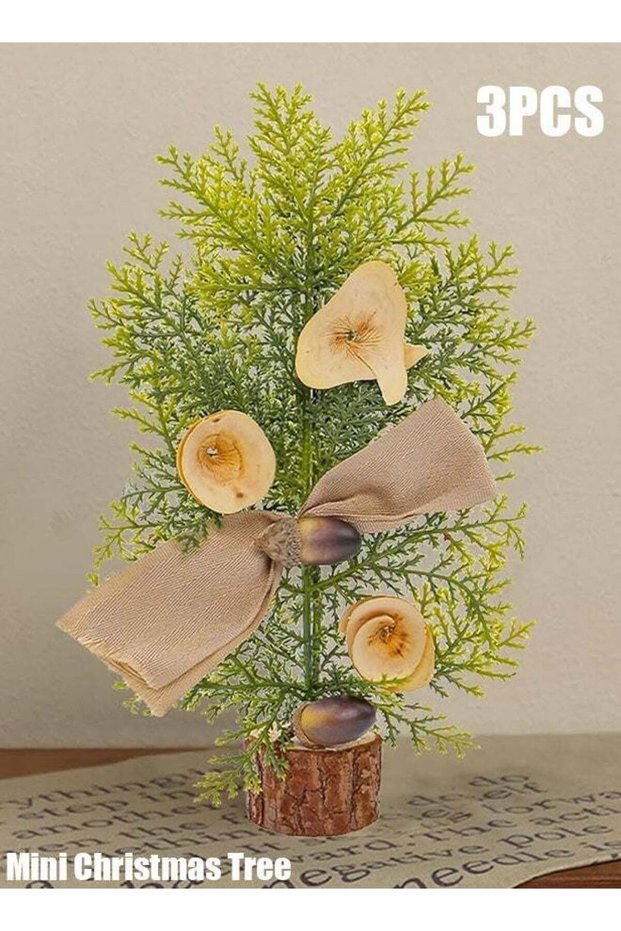 Mini Christmas Tree 3 Pcs Tabletop Artificial Mini Xmas Pine Tree Miniature Pine Christmas Tree wit