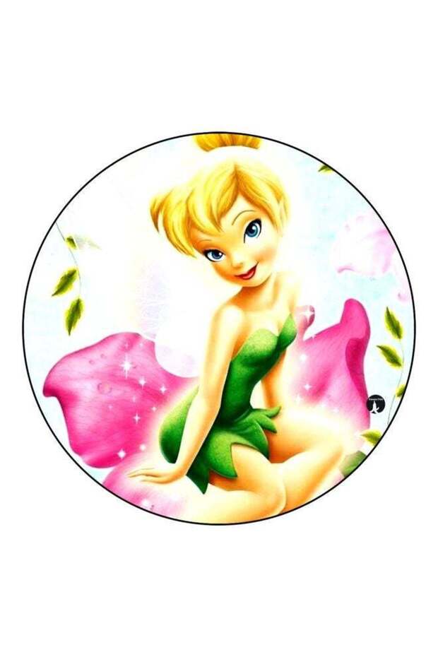 Tinker Bell Printed Fridge Magnet White/Yellow/Pink 5.5cm
