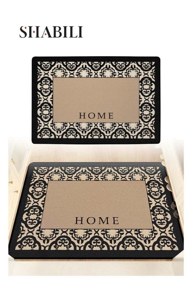 Entryway Rug with Polyester Material, Low-Profile Welcome Mat with Non-Slip Backing Traps Dirt and