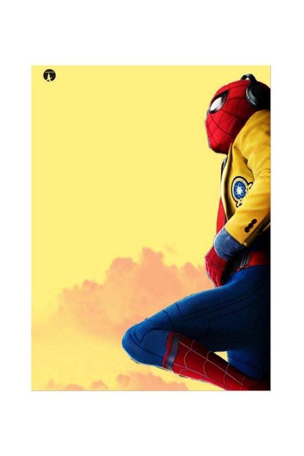 Spider Man Themed Metallic Plate Yellow/Blue/Red 20x15cm
