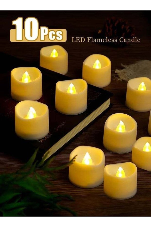 10 pcs LED Tea Lights Flameless Candle with Timer, 6 Hours on and 18 Hours Off, 1.4 x 1.3 Inch, War