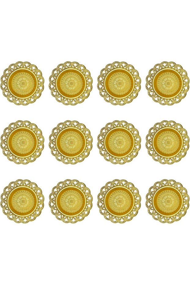 Golden Metal Diwali Diya Set - 12PCS Reusable Oil Lamps