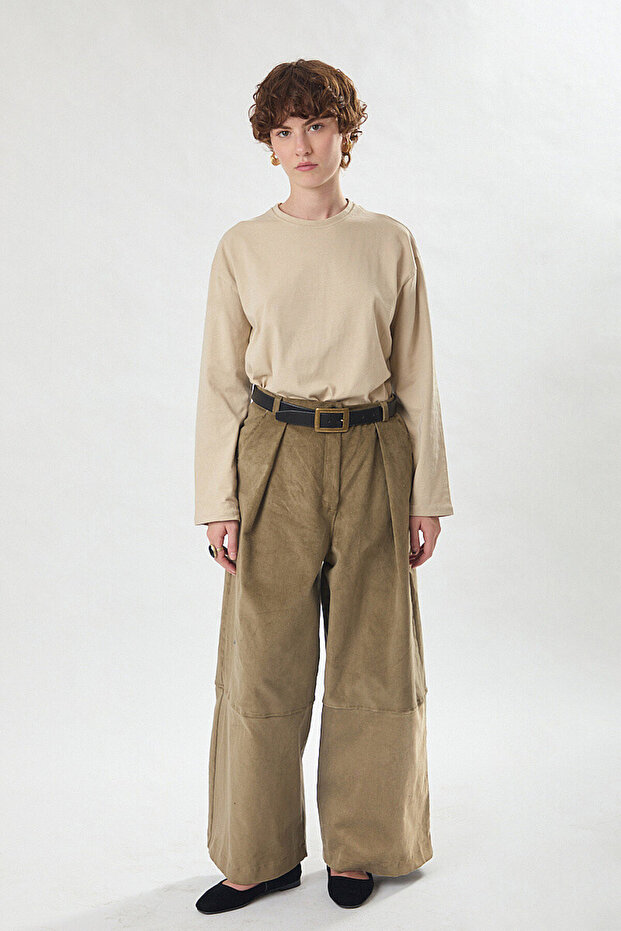 Velvet Trousers Beige