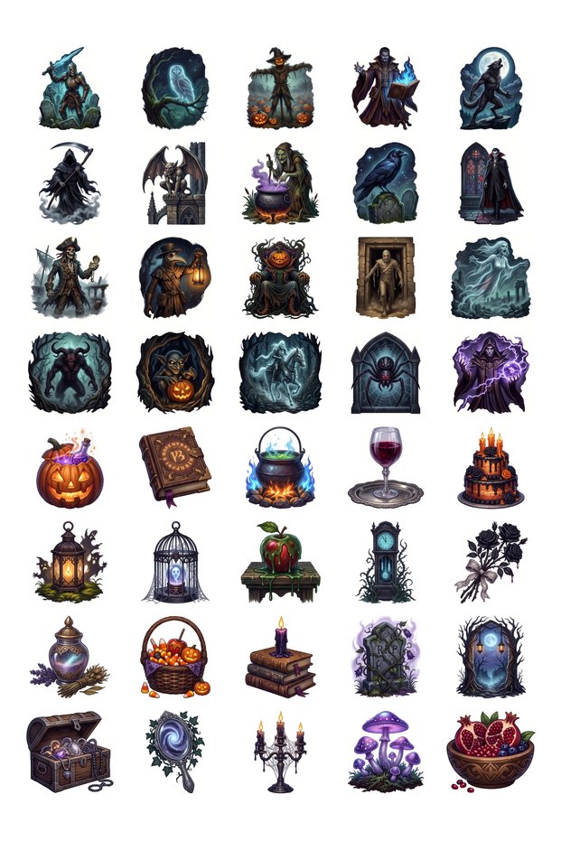Halloween Fantastic Composition Sticker Set 40 Pieces Agenda Scrapbook Journal Planner Stickers