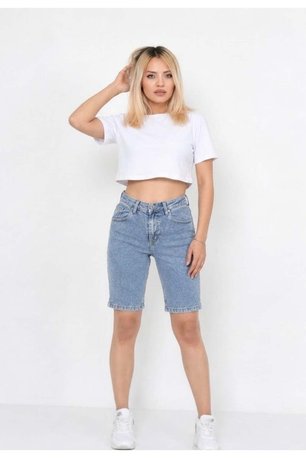 Women's Denim Lycra Shorts - Blue