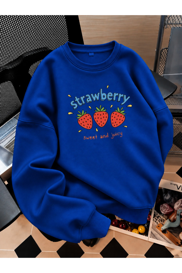 Crew Neck Sweatshirt for Girls, Printed 3-Yarn Threaded Winter Sweatshirt