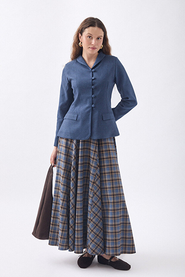 Slim Fit High Collar Versatile Jacket Indigo