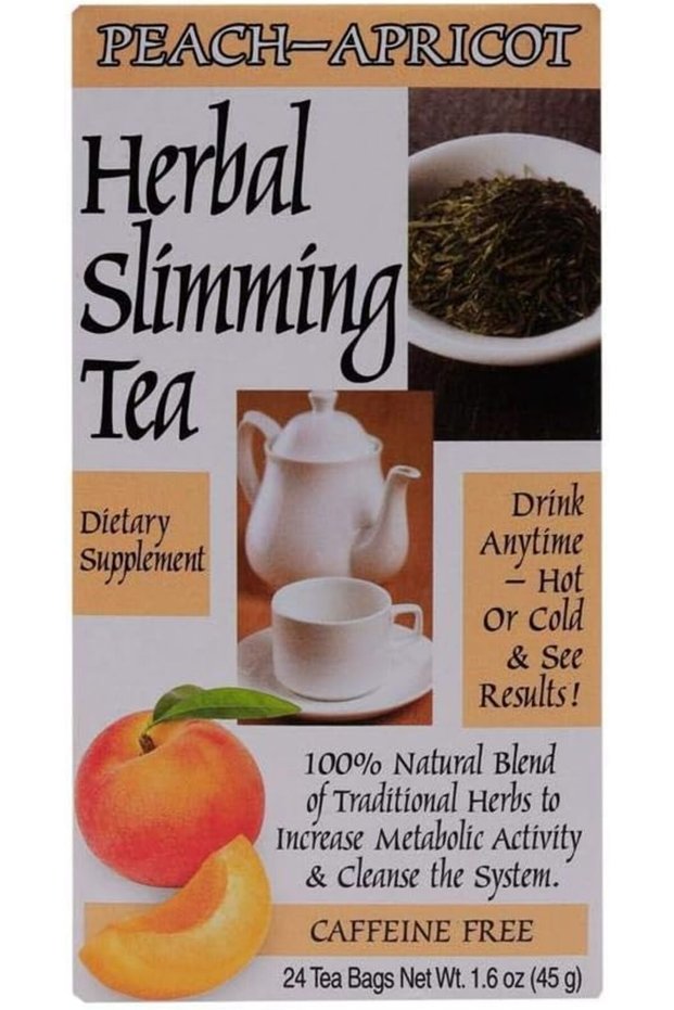 Herbal Slimming Peach-Apricot Tea Caffeine-Free | Senna Herbal Tea for Metabolism Support & Detox Cleanse & Weight Management | 24 Tea Bags