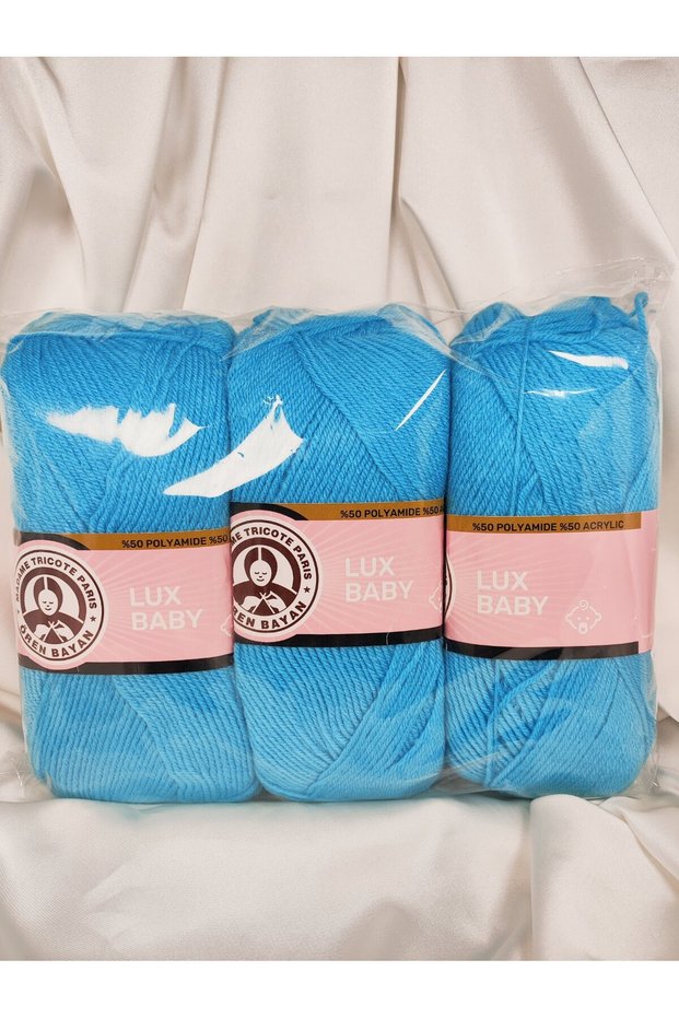Lux Baby Turquoise Blue Hand Knitting Yarn Art No:3010 - Nm:3.4 - 100Gr. 340Mt. (3 Pieces) - Color: 023