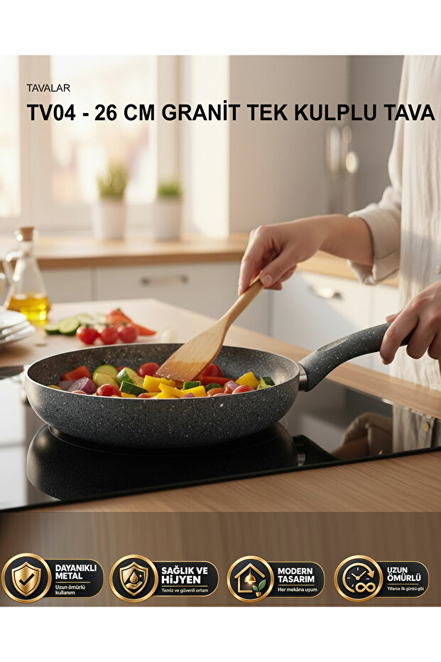 26 cm Granite Single Handle Frying Pan