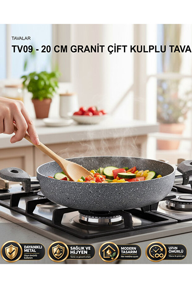 20 cm Granite Pan with Double Handles