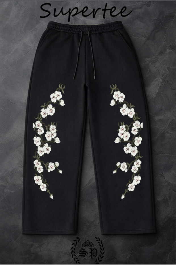 Supertee Design Sweatpants Printed Tracksuit with Back Pockets Vinage Harajuka