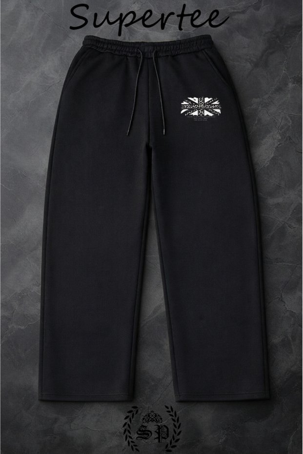 Supertee Design Sweatpants Printed Tracksuit with Back Pockets Vinage Harajuka