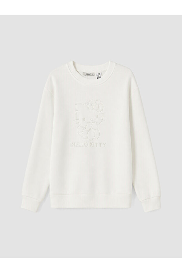 Rmz Gi̇yi̇m Farkiyla Hello Kitty Embroidered Women's Thick Sweatshirt