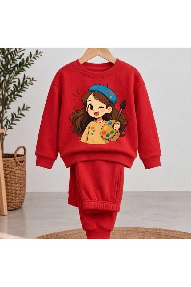 Team Sweatshirt Painter Photo Printed Girls Boys Crew Neck