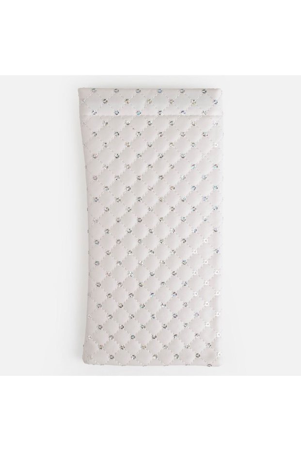 White Sequined Pouch Case for Glasses