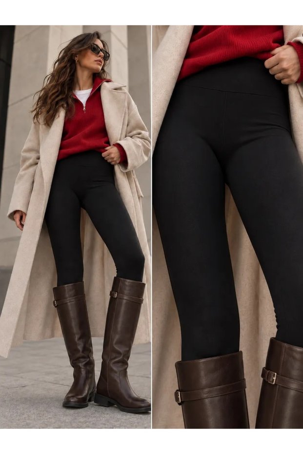 Women's Winter Thermal Leggings with Internal Lining, Warm High-Waisted Stretchy Leggings