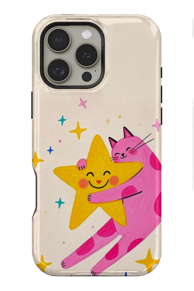 iPhone 16 Pro Compatible - Dancing Star, Double Layer Cover, Shiny Surface Protective Case