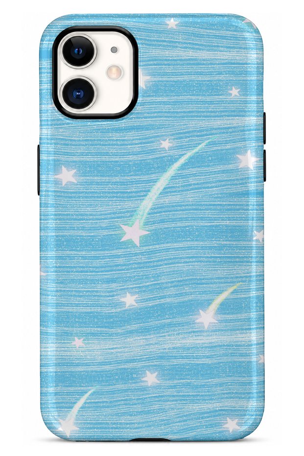 متوافق مع iPhone 11 - غطاء Blue Tail Star ذو طبقتين، غطاء حماية ذو سطح لامع