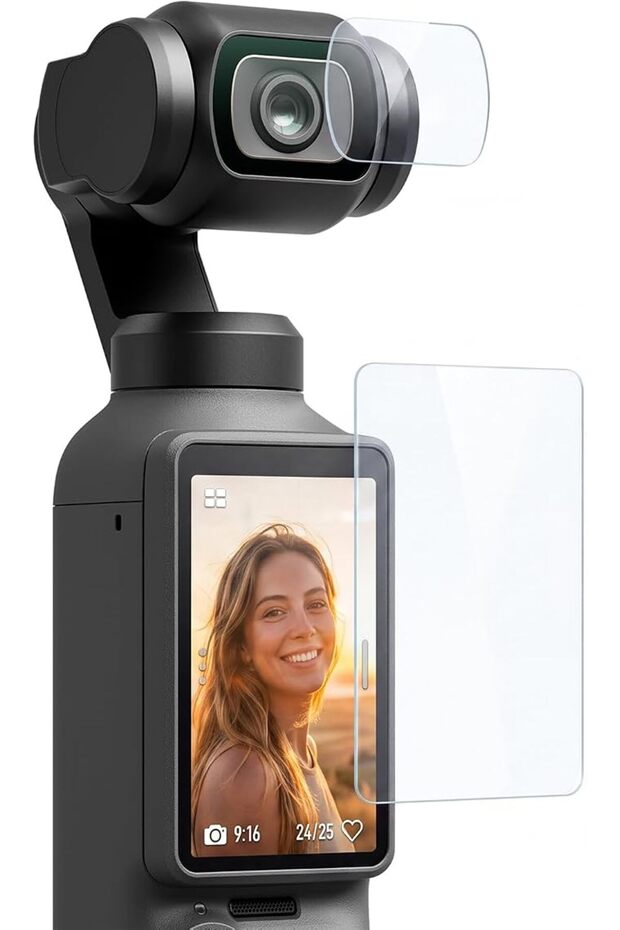حزمة من 2+2 واقي شاشة من الزجاج المقوى لكاميرا DJI Osmo Pocket 4/Pocket 3، عدسة مقاومة للخدش، شاشة LCD