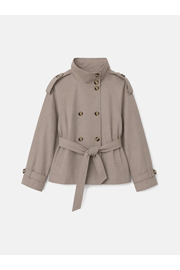 Quality Pieces from Çelebi Store Dik Roba Collar Loose Fit Women's Trench Coat
