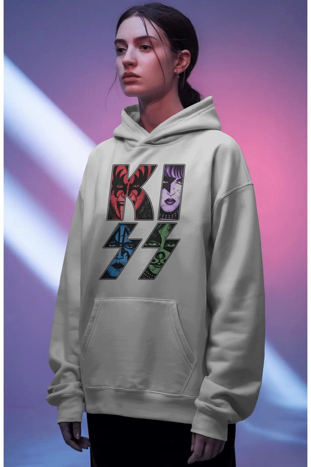Kiss Rock Metal Music Band Front Printed Unisex Oversize Premium Hoodie