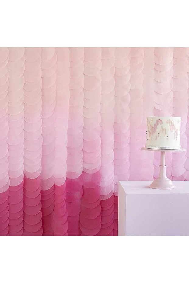 Pink Ombre Tissue Paper Disc Party Backdrop