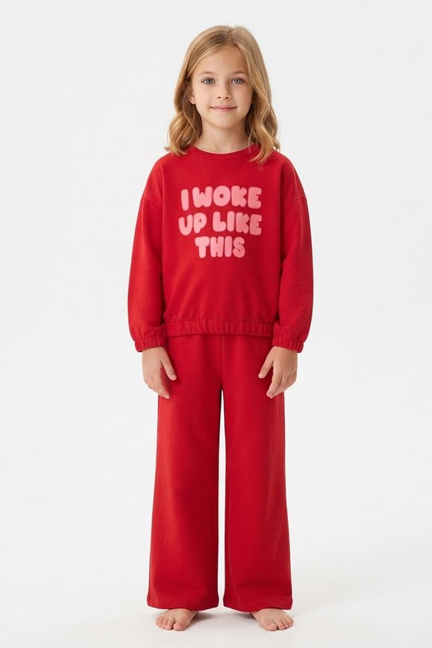 Girls' Pajama Set 2-Piece Long Sleeve Wide Leg Home Wear Set