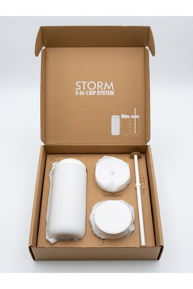 مق ستورم كارتر (STORM Carter Mug – 3-in-1 Sip System) بسعة 16 أونصة (474 مل) بلون أبيض مطفي (Matte White).